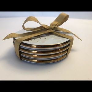 Ceramic coasters with gold trim and gold flecks